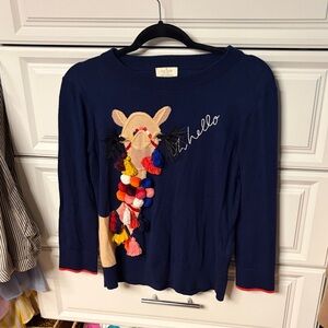 Kate Spade Navy Sweater with Colorful Camel Design